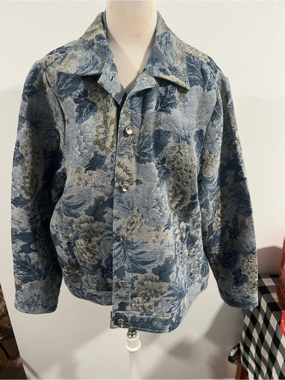 Women’s Floral Jacquard Jacket - Blue